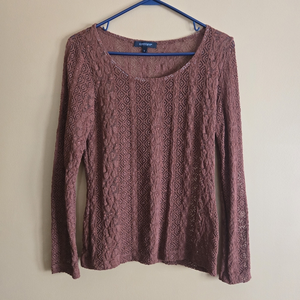Karen Kane Embroidered Knit Long Sleeve Top PTP=15.5"